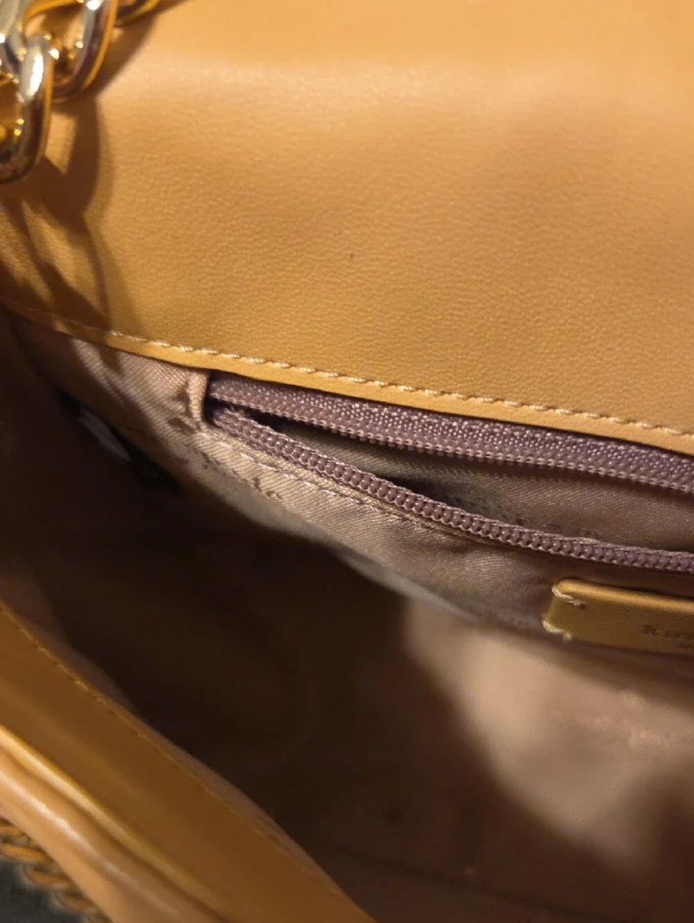 kate spade Quilted Shoulder Bag in Camel Tan with Gold Hardware
